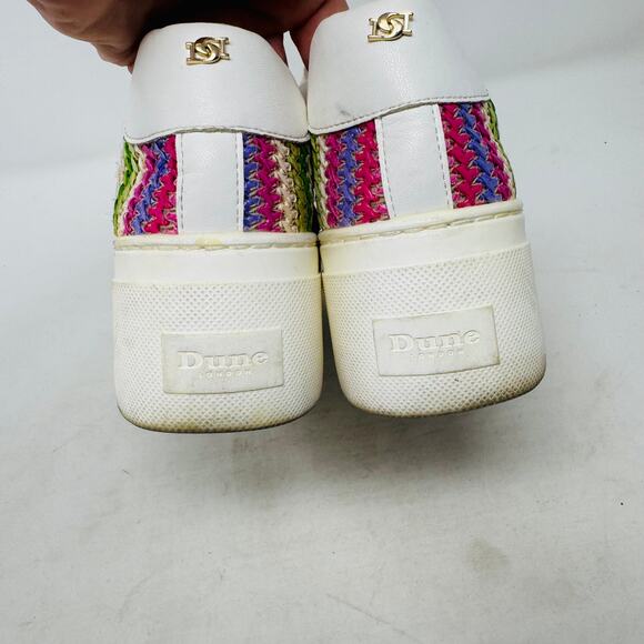 Dune London Rainbow Woven Platform Sneakers White Leather Size 39 - Picture 9 of 12